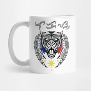 Tribal line Art Tiger / Baybayin word Lakas (Strength) Mug